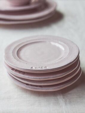 The Glenna Italian Earthenware Bread Plates from Anthropologie in Pink Set of 4